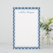 Basic Gingham Light Navy Blue Border Notitieblok Briefpapier (Staand voorkant)