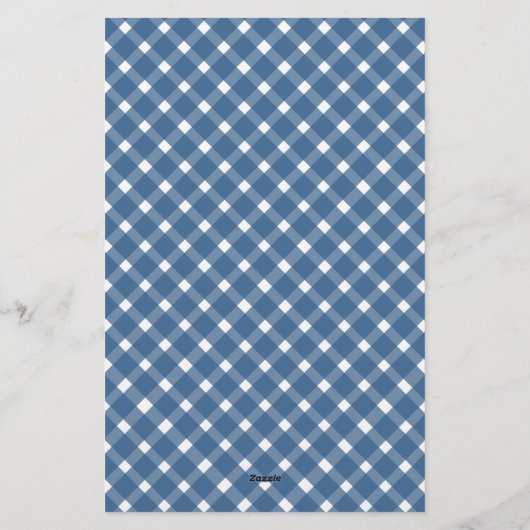 Basic Gingham Light Navy Blue Border Notitieblok Briefpapier (Achterkant)