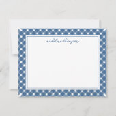 Basic Gingham Light Navy Blue Border Notitiekaartje (Voorkant)