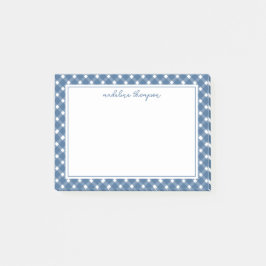 Basic Gingham Light Navy Blue Border Post-it® Notes