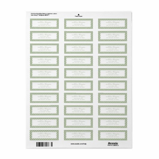 Basic Gingham Sage Green Address Label (Full Sheet)