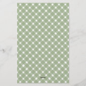 Basic Gingham Sage Green Border Briefpapier (Achterkant)