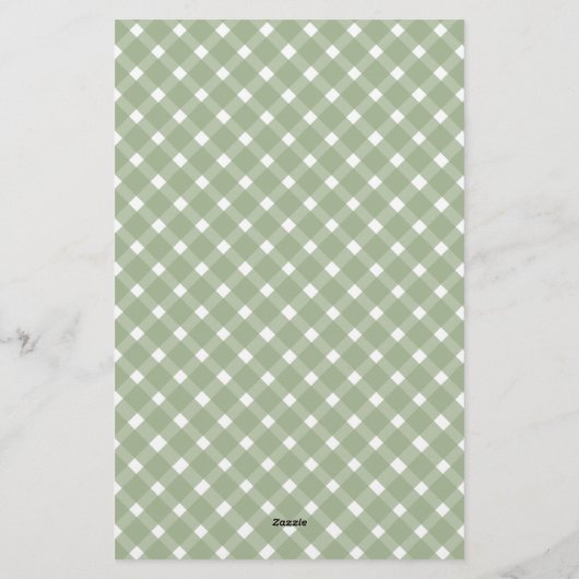 Basic Gingham Sage Green Border Briefpapier (Achterkant)