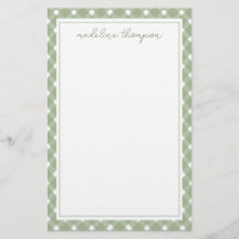 Basic Gingham Sage Green Border