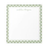 Basic Gingham Sage Green Border Notepad Notitieblok (Voorkant)