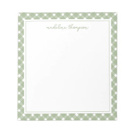 Basic Gingham Sage Green Border Notepad Notitieblok