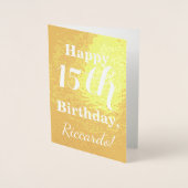 Basic Gold Foil 15th Birthday + aangepaste naam Folie Kaarten (Voorkant)