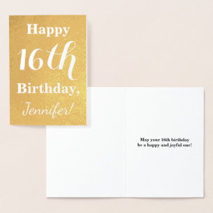 Basic Gold Foil 16e verjaardag + aangepaste naam Folie Kaarten