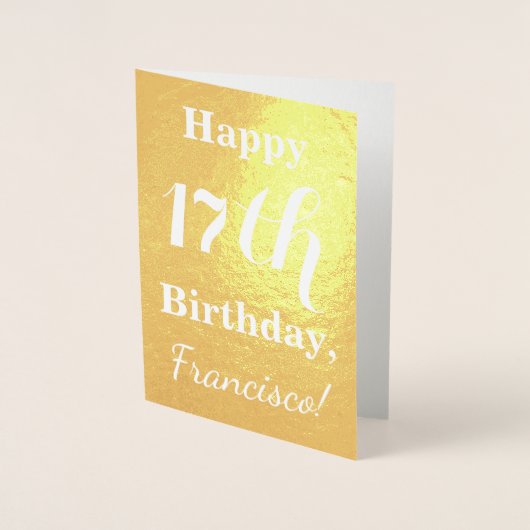 Basic Gold Foil 17th Birthday + aangepaste naam Folie Kaarten (Voorkant)