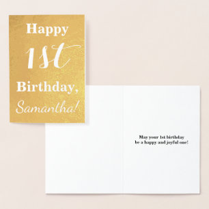 Basic Gold Foil 1 ste verjaardag + aangepaste naam Folie Kaarten