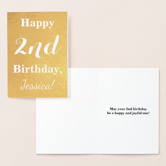 Basic Gold Foil 2e verjaardag + Eigen naam Folie Kaarten (Display)