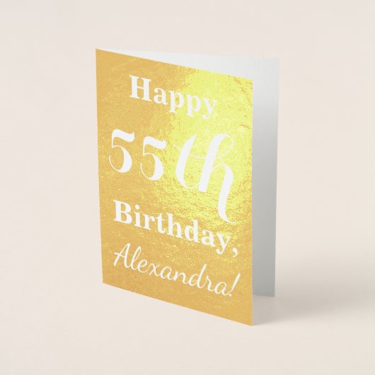 Basic Gold Foil 55th Birthday + aangepaste naam Folie Kaarten (Voorkant)