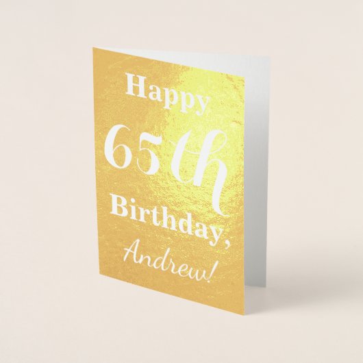 Basic Gold Foil 65th Birthday + aangepaste naam Folie Kaarten (Voorkant)