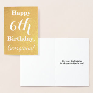 Basic Gold Foil 6th Birthday + Eigen naam Folie Kaarten
