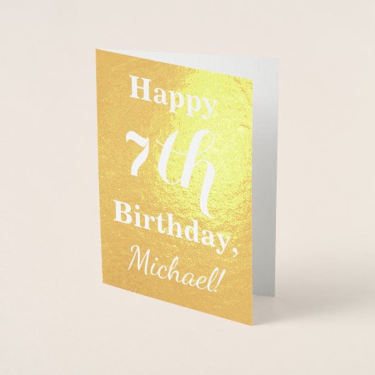 Basic Gold Foil 7th Birthday + aangepaste naam Folie Kaarten (Voorkant)