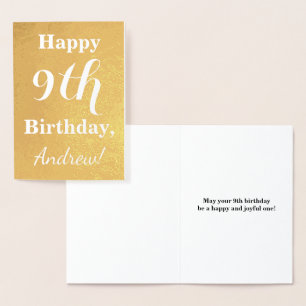 Basic Gold Foil 9th Birthday + aangepaste naam Folie Kaarten