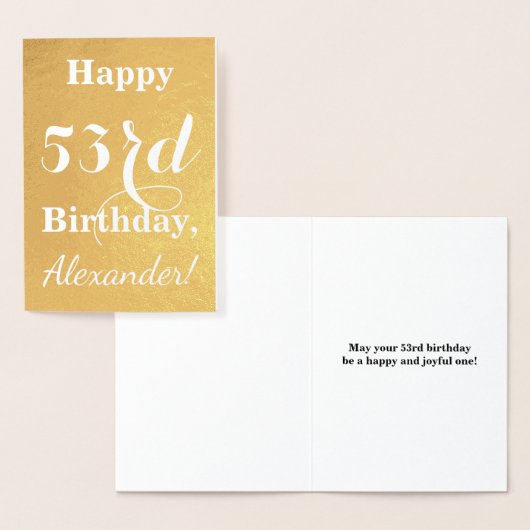 Basic Gold Foil "HAPPY 53rd BIRTHDAY"; aangepaste  Folie Kaarten (Display)