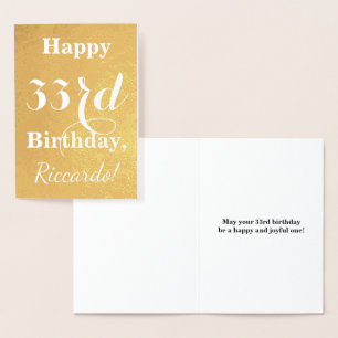 Basic Gold Folie "HAPPY 33rd BIRTHDAY"; Aangepaste Kaarten