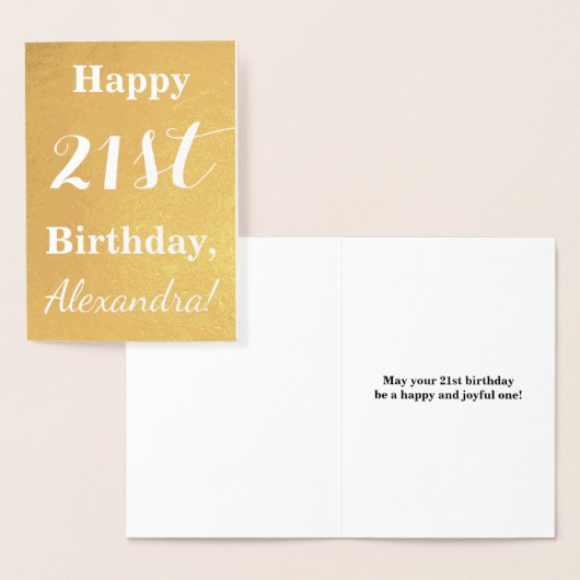 Basic Gouden folie "HAPPY 21st BIRTHDAY"; Aangepas Kaarten (Display)