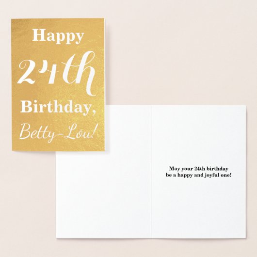 Basic Gouden folie "HAPPY 24th BIRTHDAY"; Aangepas Folie Kaarten (Display)