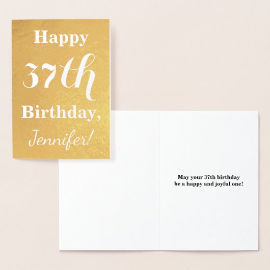 Basic Gouden folie "HAPPY 37th BIRTHDAY"; Aangepas Folie Kaarten (Display)