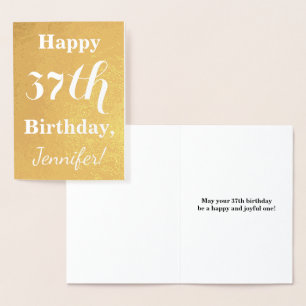 Basic Gouden folie "HAPPY 37th BIRTHDAY"; Aangepas Kaarten