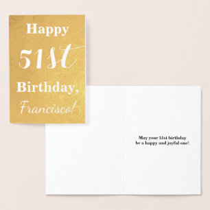 Basic Gouden folie "HAPPY 51st BIRTHDAY"; Aangepas Kaarten