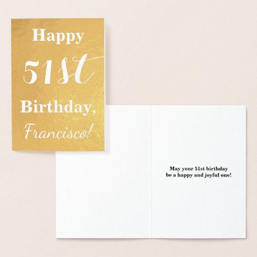 Basic Gouden folie "HAPPY 51st BIRTHDAY"; Aangepas Kaarten (Display)