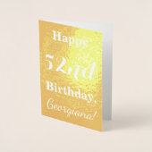 Basic Gouden folie "HAPPY 52nd BIRTHDAY"; Aangepas Folie Kaarten (Voorkant)