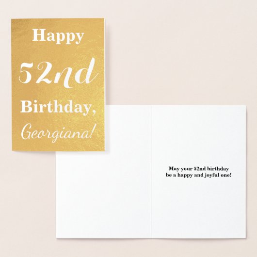 Basic Gouden folie "HAPPY 52nd BIRTHDAY"; Aangepas Kaarten (Display)