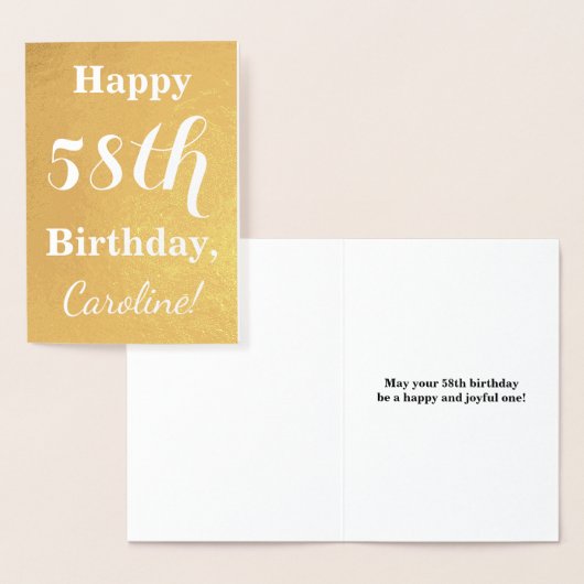Basic Gouden folie "HAPPY 58th BIRTHDAY"; Aangepas Kaarten (Display)