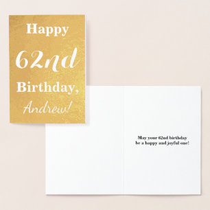 Basic Gouden folie "HAPPY 62nd BIRTHDAY"; Aangepas Kaarten