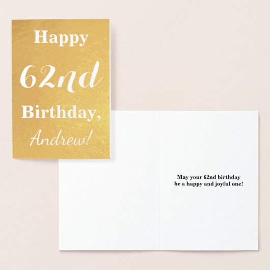 Basic Gouden folie "HAPPY 62nd BIRTHDAY"; Aangepas Kaarten (Display)