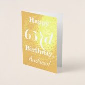 Basic Gouden folie "HAPPY 63rd BIRTHDAY"; Aangepas Folie Kaarten (Voorkant)