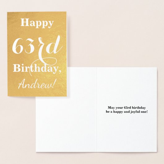 Basic Gouden folie "HAPPY 63rd BIRTHDAY"; Aangepas Kaarten (Display)