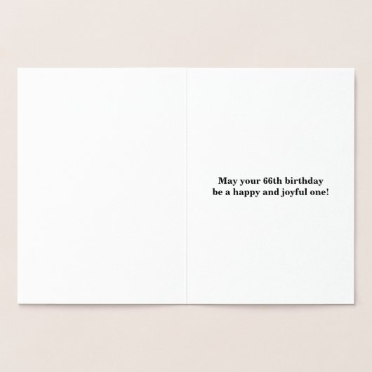Basic Gouden folie "HAPPY 66th BIRTHDAY"; Aangepas Folie Kaarten (Binnen)