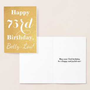 Basic Gouden folie "HAPPY 73rd BIRTHDAY"; Aangepas Kaarten