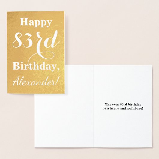 Basic Gouden folie "HAPPY 83rd BIRTHDAY"; Aangepas Kaarten (Display)