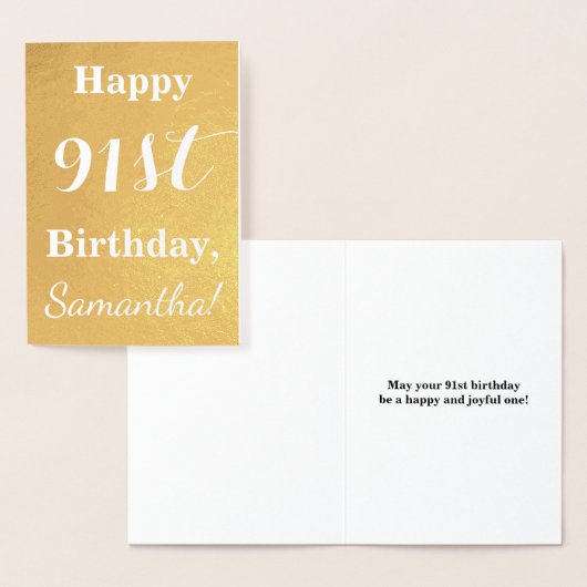 Basic Gouden folie "HAPPY 91st BIRTHDAY"; Aangepas Kaarten (Display)