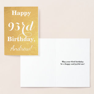 Basic Gouden folie "HAPPY 93rd BIRTHDAY"; Aangepas Kaarten