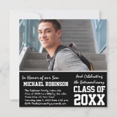 Basic Gray and Black Graduation Party Photo Lijst Kaart (Achterkant)