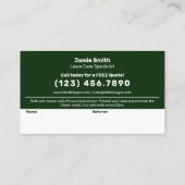 Basic Green & White Custom Image Lawn Service Aanbevelingskaartje (Achterkant)