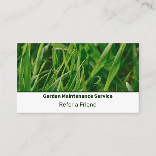Basic Green & White Custom Image Lawn Service Aanbevelingskaartje (Voorkant)