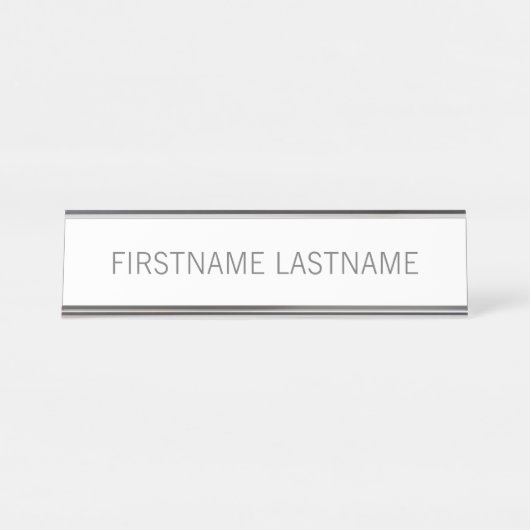 Basic Grey White Name - Modern Minimum Executive Bureau Naambordje (Voorkant)