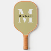 Basic Groen Monogram Naam + Initiaal Pickleball Paddle (Voorkant)