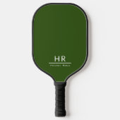 Basic Groen Monogram Naam + Initialen Pickleball Paddle (Voorkant)
