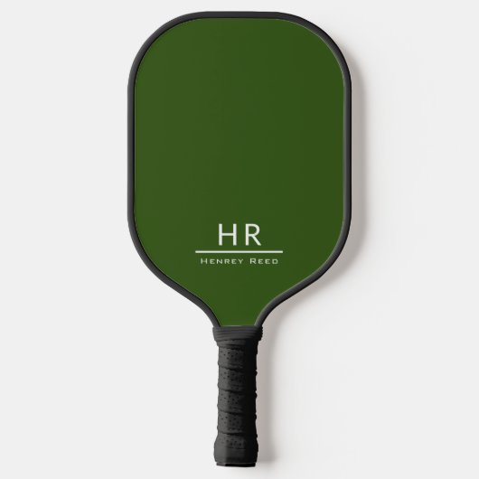 Basic Groen Monogram Naam + Initialen Pickleball Paddle (Achterkant)