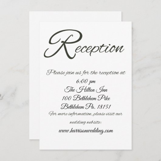 Basic Grote R bruiloft receptie behuizing Kaart (Voorkant / Achterkant)