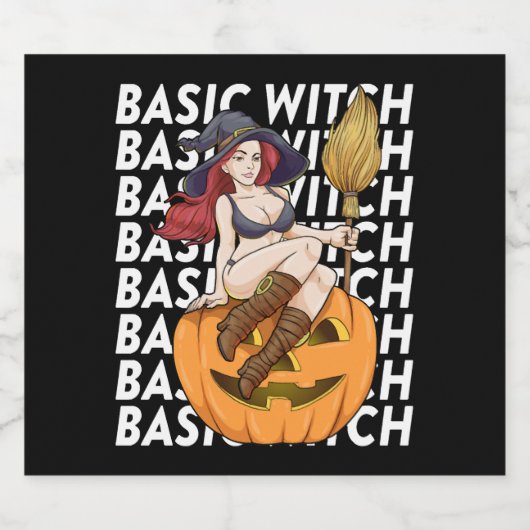 Basic heks Halloween kostuum grappig sarcastisch Sparkling Wijnetiket (Enkel label)