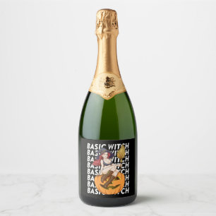 Basic heks Halloween kostuum grappig sarcastisch Sparkling Wijnetiket